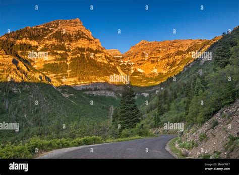 Roberts Horn over Primrose Cirque in center, sunrise, Mount Timpanogos ...