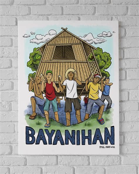 BAYANIHAN Tagalog Filipino Art Filipino Spirit Digital Illustration Community Bahay Kubo - Etsy ...