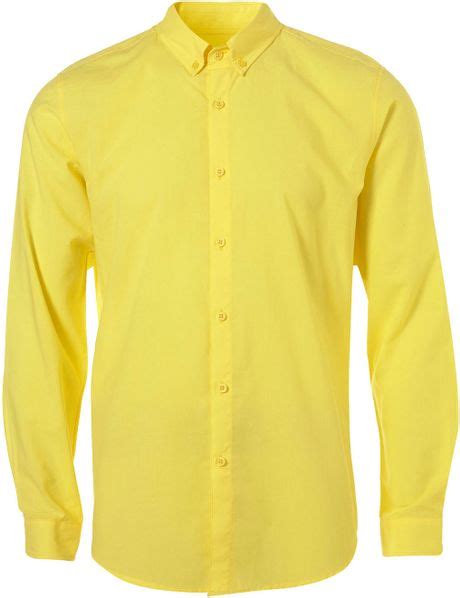 Long Bright Yellow Cotton Shirt in Yellow for Men | Lyst