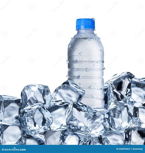 Water Bottle and Ice Cubes stock image. Image of flowing - 65892565