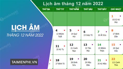 Lịch Âm tháng 12 năm 2022, tháng Quý Sửu, ngày tốt 3, 11, 15, 22, 27