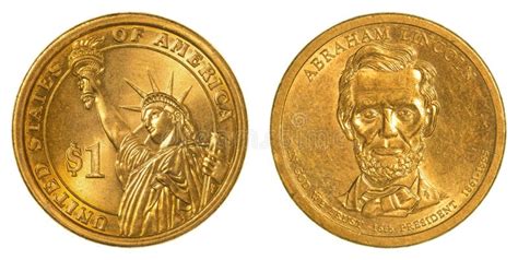 Abraham Lincoln Golden One Dollar Coin Stock Photo - Image of money, gold: 76048448