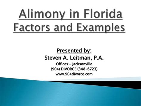 Alimony In Florida - Factors And Examples | PPT