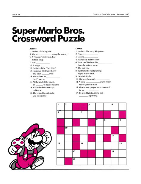 Saturday Cross Word Puzzle - Pure Nintendo