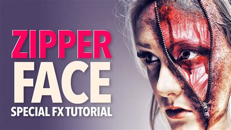 Zipper face zombie halloween makeup tutorial - YouTube