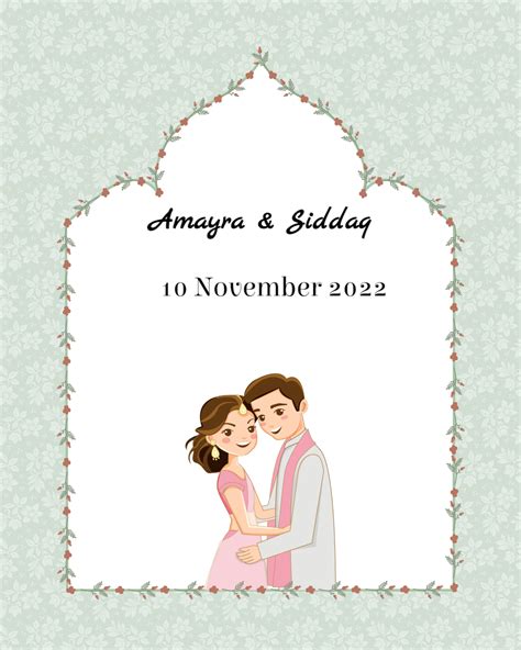 Free Online Wedding Invitation With Couple Caricature - Wish N Wed