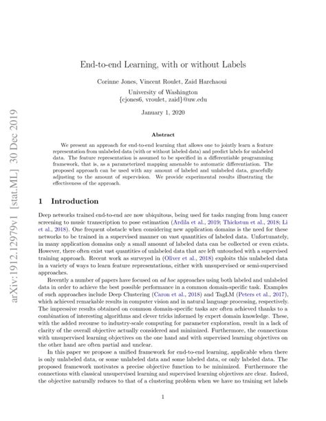 End-to-end Learning, with or without Labels | DeepAI