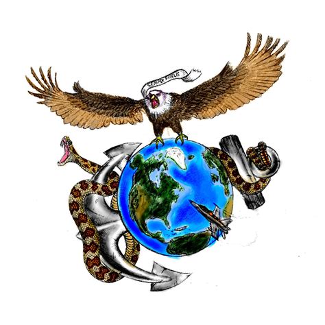 Eagle Globe And Anchor Drawing | Free download on ClipArtMag