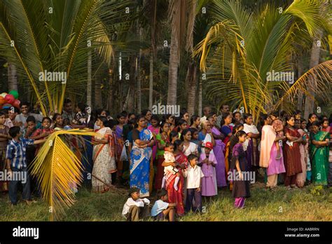 India Kerala Chavara Locals lined up to see the big elephant procession ...