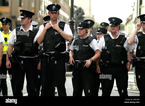 PSNI officers on duty during loyalist parade in Londonderry, Northern ...