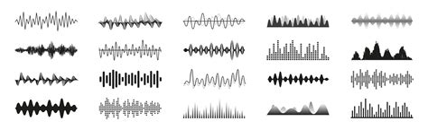 Sound waves set. Audio waveform collection. Vector illustration ...