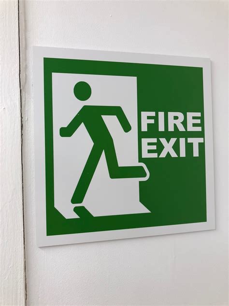 Fire Exit Sign Plastic - UV Printed 21x21cm Health And Safety Signage