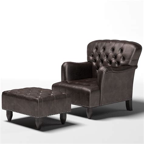 tufted chair ottoman 3d model