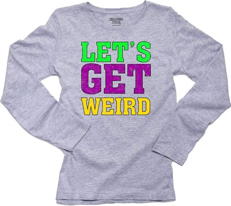 Amazon.com: Hollywood Thread Let's Get Weird - colorful Large Print Graphic Women's Long Sleeve ...