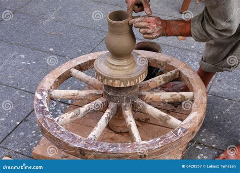 Potter Using Traditional Wheel Stock Image - Image of working, male: 6428257