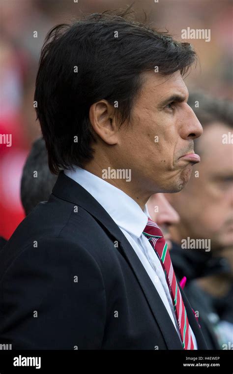 Wales football manager Chris Coleman on the touchline Stock Photo - Alamy