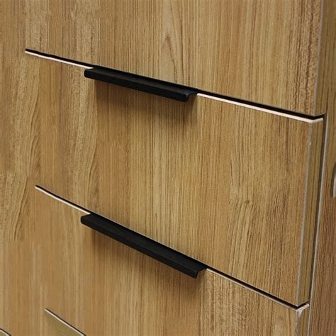 Modern simple cabinet door edge handle wardrobe drawer pulls black ...