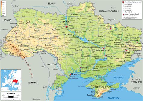 Physical Map of Ukraine - Ezilon Maps