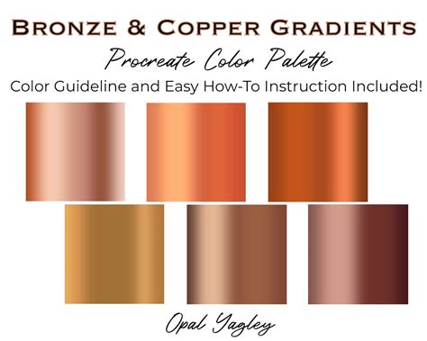 Bronze & Copper Procreate Color Palette / Procreate Metallic Color for ...