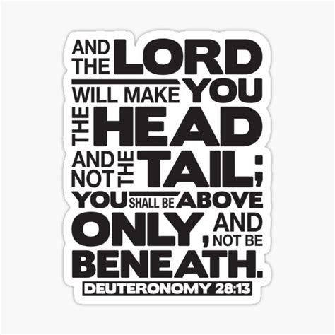 "Deuteronomy 28:13 The Head And Not The Tail" Sticker by plushism ...