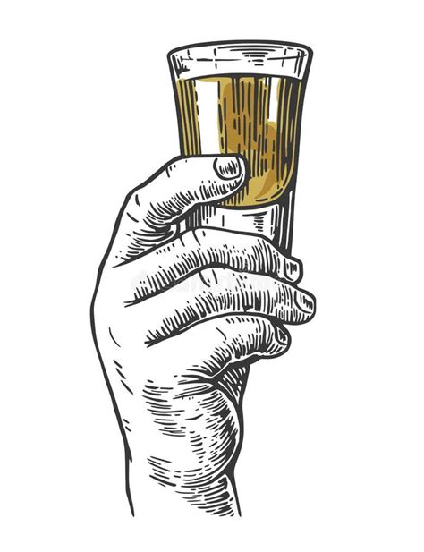 Male Hand Holding a Shot of Alcohol Drink Stock Vector - Illustration ...