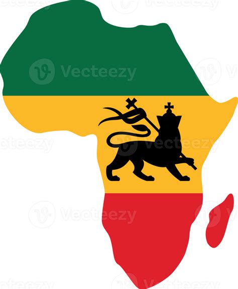 Map of Africa and the lion of Judah - Rastafarian flag design, reggae background 8505849 PNG