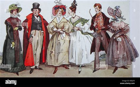 Fashion, clothing, fashion in France around 1825-1830, illustration, France Stock Photo - Alamy