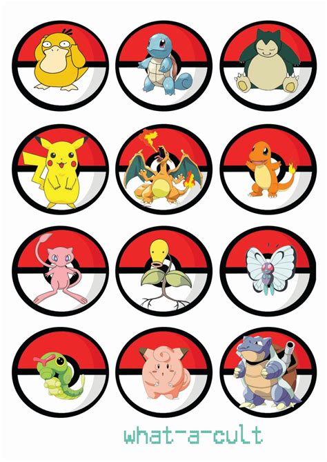 24 pokemon cake topper /cupcake/muffin - mini game - digital printable ...