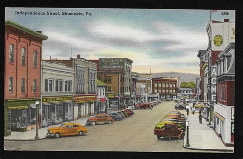 Independence Street Shamokin Pennsylvania PA linen postcard | Postcard ...