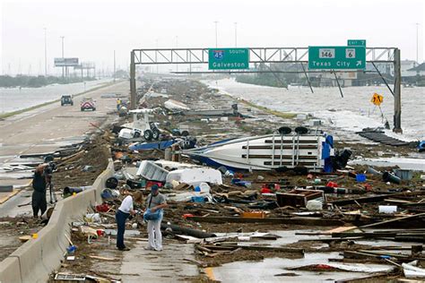 Damage From Hurricane Ike - Debris covered Interstate 45 near Galveston, Tex. Hurricane Ike left ...