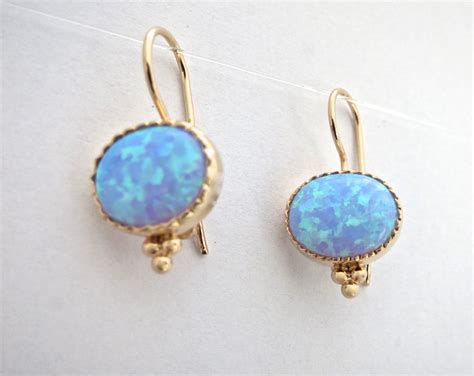 Opal gold Earrings 14k gold Earrings 14K Opal Earrings | Etsy