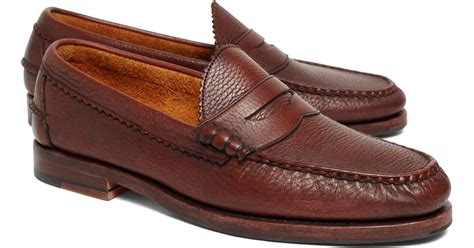 Brooks Brothers Leather Allen Edmonds Beef Roll Pebble Penny Loafers in Brown for Men - Lyst