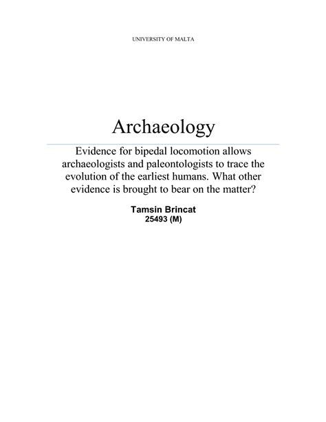 SOLUTION: Evidence for bipedal locomotion allows archaeologists and ...