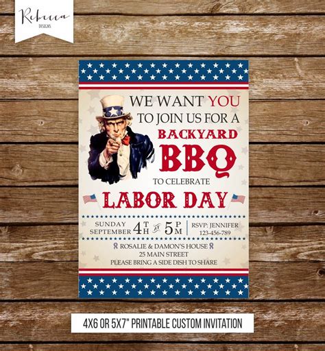 Labor day invitation labor day bbq invitation usa invitation | Etsy