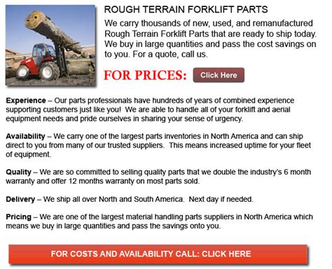 California Rough Terrain Forklift Parts | New and Used Inventory Available