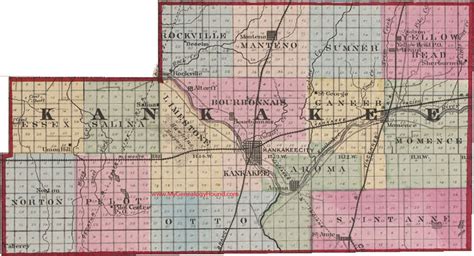 Kankakee County, Illinois 1870 Map