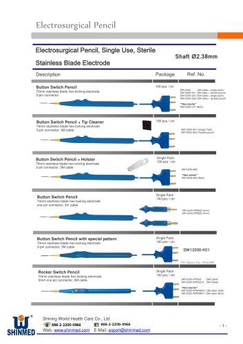 Electrosurgical Pencil - Shining World Health Care - PDF Catalogs | Technical Documentation