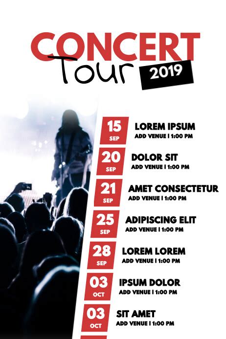 Rock Band Concert Tour Schedule Flyer Template | PosterMyWall