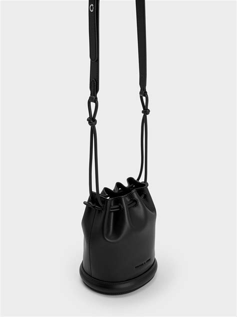 Black Blossom Drawstring Bucket Bag - CHARLES & KEITH MX