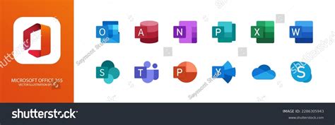 Microsoft 365 Office Icon Set Office Stock Vector (Royalty Free ...