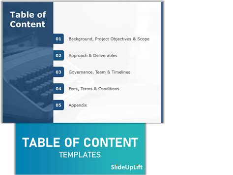 Table Of Content PowerPoint Templates | SlideUpLift | Table of contents template, Powerpoint ...