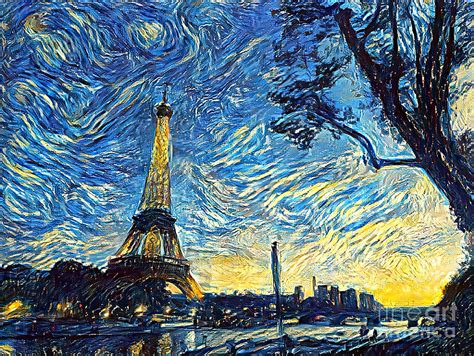 Starry Night Eiffel Tower - Van Gogh Painting by Edy Gunawan - Fine Art ...