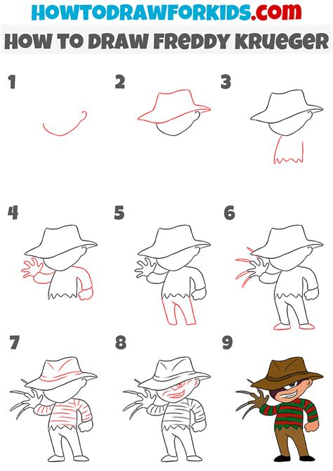 How To Draw Freddy Krueger Easy Drawing Tutorial For Kids | Images and ...