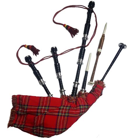 HM HIGHLAND BAGPIPE ROSEWOOD BLACK COLOR SILVER PLAIN MOUNTS/SCOTTISH ...