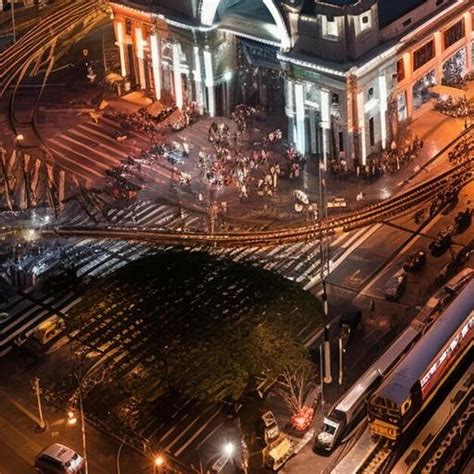 Premium AI Image | aerial view of howrah railway station at night in ...