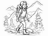 Simple Hiking Coloring Page For Kids  sketch template