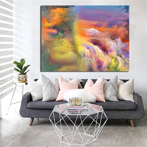 JQHYART Abstract Colorful Cloud Modern Home Decor Oil Painting Wall ...