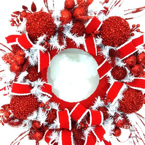 Red and White Christmas Wreath Christmas Wreaths for Front - Etsy