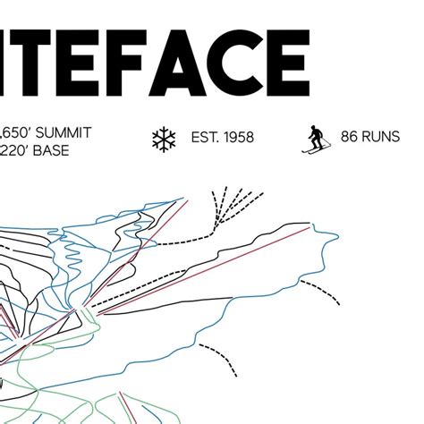 Whiteface Mountain Printable Ski Resort Map | Etsy