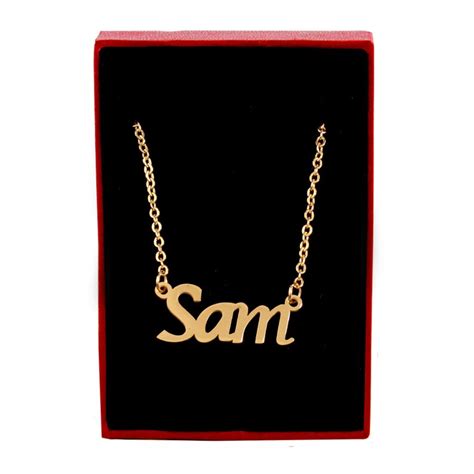 SAM Name Necklace / 18ct Gold Plated Free Gift Box & Bag Personalized ...